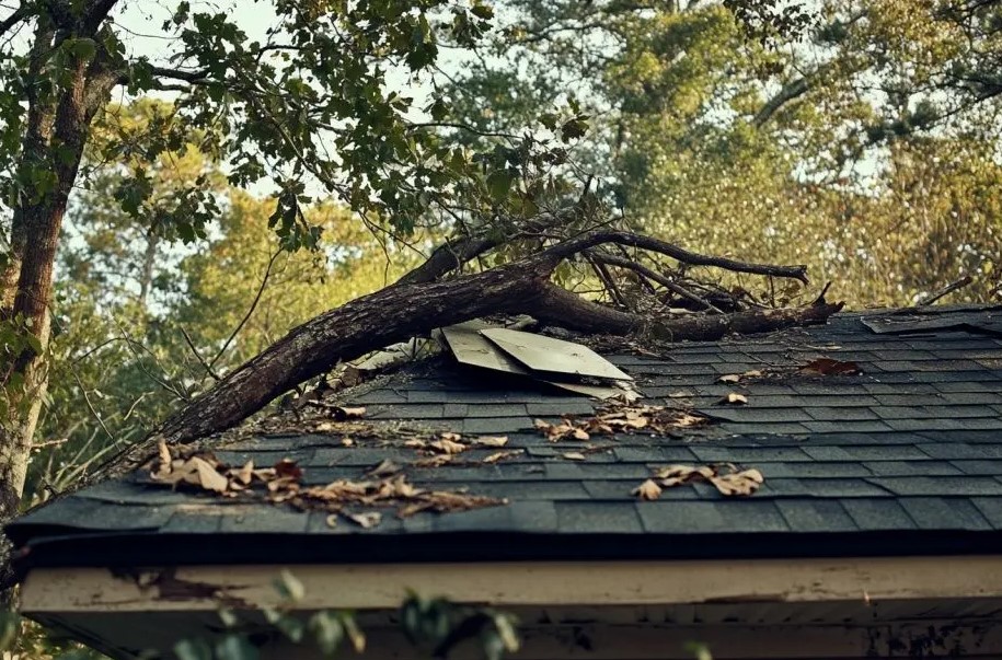 what to do when a tree falls on your roof