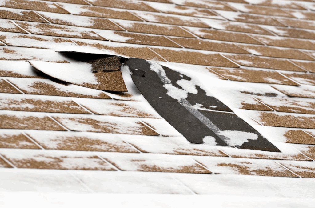 signs roof is struggling under snow and ice